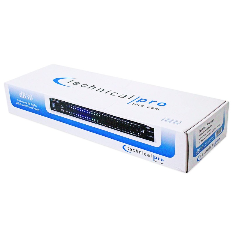 Technical Pro DB30 1U Rack Mount dB Decibel Meter Display+8