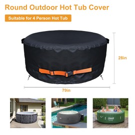 YZNKLXF Round Hot Tub Cover,Outdoor Portable Hot Tub Cover,Round Replacement Waterproof(Black,4 Person-79 Dia x 28" H)