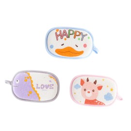 OATIPHO 3pcs Cartoon Bath Cleaning Towels Soft Bath Scrubbers Fun Exfoliating Sponge for Safe Material Convenient Storage with Hanging Rope
