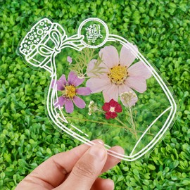 40PCS Transparent Dried Flower Bookmarks, Floral DIY Bookmarks for Women, Handmade Pressed Book Mark Stickers Set (Does Not Include Dried Flowers Scrapbook Accessories