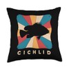 Vintage Cichlid Fish Lover African Cichlid Fish Aquarium Throw Pillow