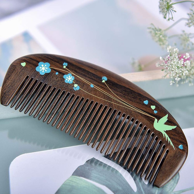 TAN MUJIANG TANKISHO Wooden Comb, Anti-Static, Natural Wood, Ome