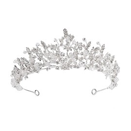 Crystal Wedding Princess Headband Pageant Crown, Bridal Hair Jewelry for Women and Girls Birthday Party Wedding (Metallic)