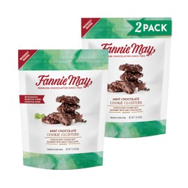 Fannie May, Milk Chocolate Candy, Mint Chocolate Cookie Clusters, Two 16 oz Bags