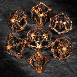 【DND Exclusive】Hollow Winged Dragon Dice - Spellcaster's Metal Dice Set:_old gold