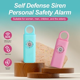 YOUNEEDFUL Self Defense Siren Personal Safety Alarm SOS LED Strobe Light Air Travel Emergency Safe Key Chain Device Pocket Size for Women Men Kids Elderly (Pink)