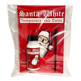 Santa White 1 oz - Temporary Hair Color Liquid with Brush - Sweat Proof Instant Christmas Santa Claus Hair and Beard Color Long Lasting Opaque Vibrant Washes with Soap and Water