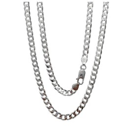 Treasure Bay 4.8mm Solid 925 Silver Curb Chain for Men and Women Length: 40cm, 45cm, 48cm, 50cm, 52cm, 55cm and 60cm (45)
