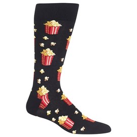 Hot Sox mens Food and Booze Novelty Crew Casual Sock, Popcorn (Black), Shoe 6-12 US