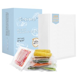 Cindybear 200pcs Vacuum Sealer Bags, Quart 8"x10" Food Saver Bags, Pre-cut Commercial Grade Vac Bags for Food Storage, BPA Free, Heavy Duty, Meal Prep or Sous Vide Cooking