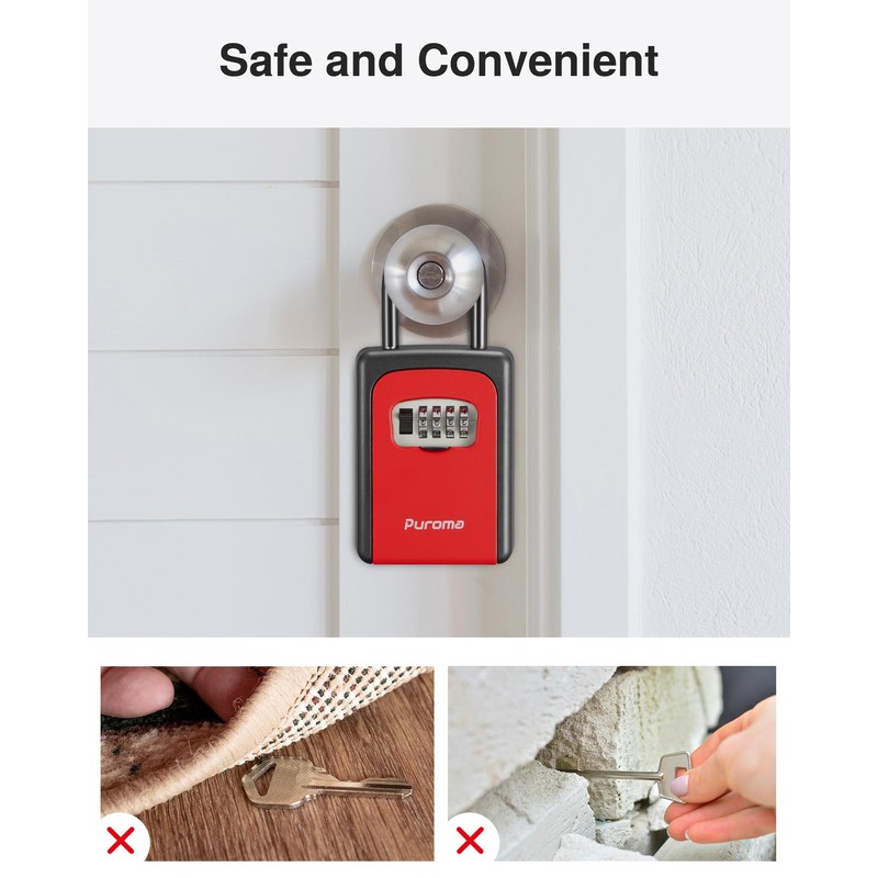 Puroma Lock Box, Large Key Lock Box Resettable Combination Code