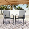 Patio Dining Chairs Set of 2, Black Stackable Outdoor Dining