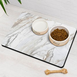 Dog Food Mats for Floors Absorbent, Pet Cat Food Mat - Quick Dry Dog Bowl Mats for Food and Water, Eco-Friendly Boho Pet Supplies