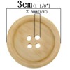 Handarbeit-Lieblingsladen 10 Elegant Wooden Buttons 30 mm Round Natural 4-Hole