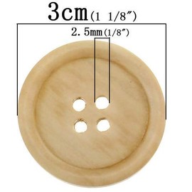 Handarbeit-Lieblingsladen 10 Elegant Wooden Buttons 30 mm Round Natural 4-Hole Round Button Buttons Wooden Button for Sewing Crafts Sewing Scrapbooking Jacket Buttons Blouse Buttons Craft Buttons