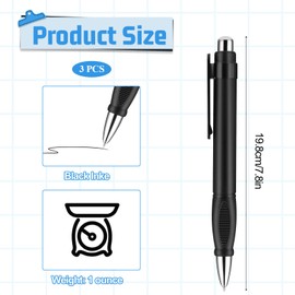 YBEATY 3PCS Big Fat Pens Easy Grip Enhanced Writing Stability Black Pink Fat Ball Point Heavy Oversized Weighted Pens with Comfortable Sleeves for Arthritis and Elderly Tremor Arthritis (Black)