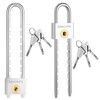 Long Shackle Padlock with Key 2 Inch Solid Brass Removable