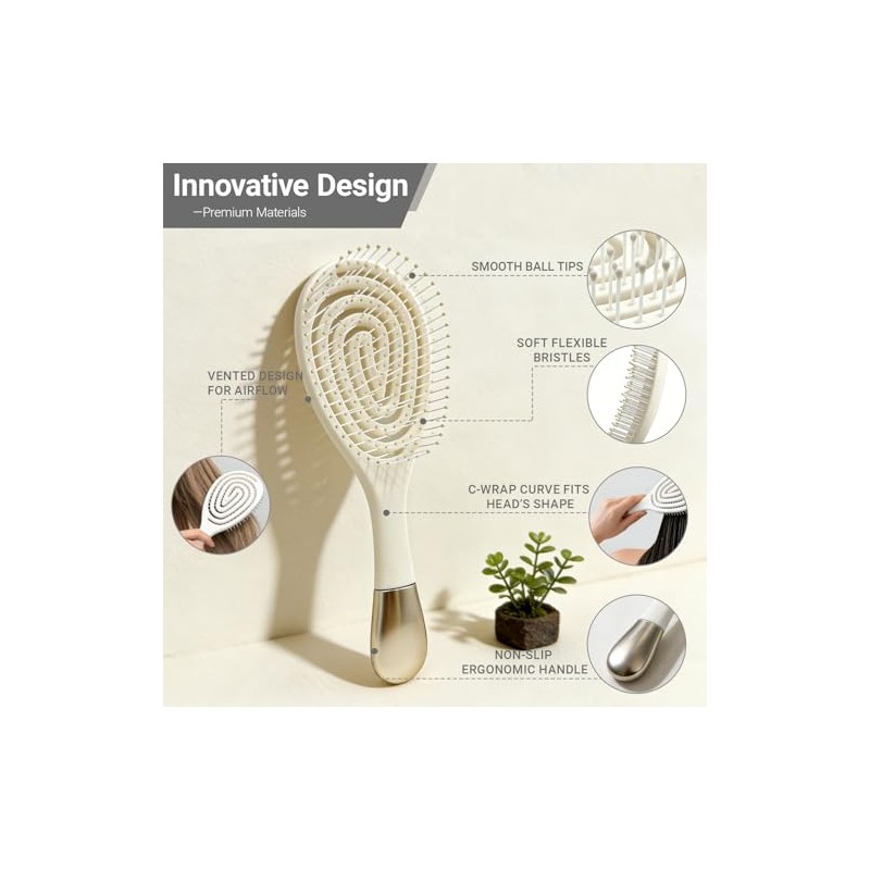 Cepillo desenredante ventilado para el cabello, ideal para mujeres y