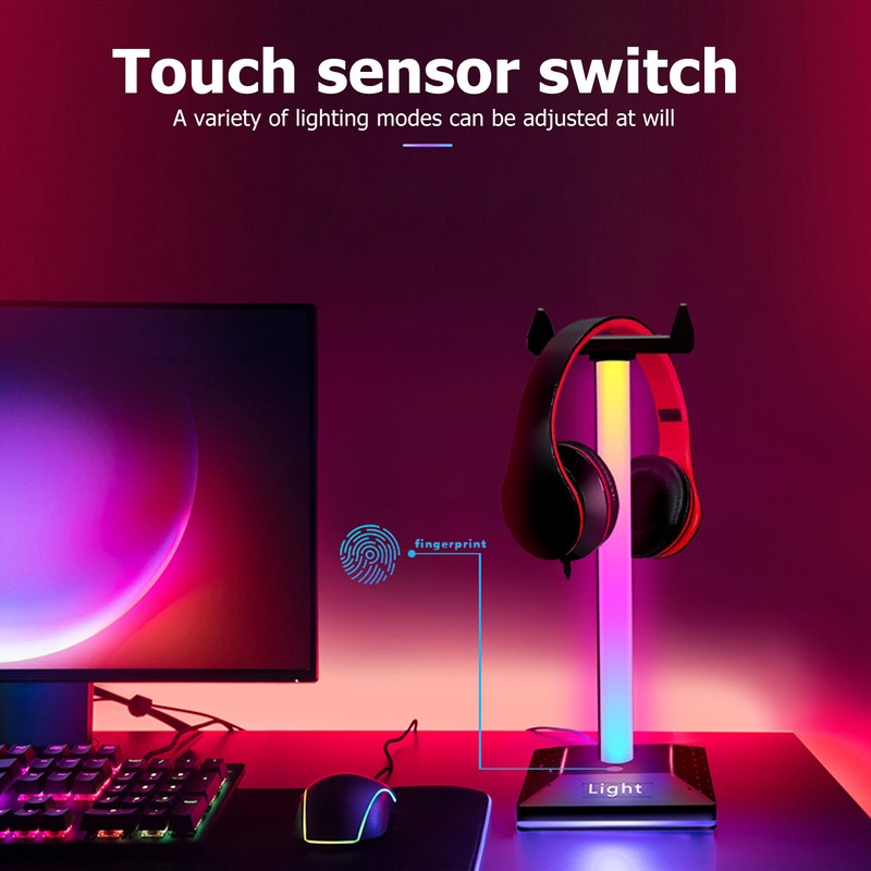 RGB Gaming Headset Stand Type C USB LED Headphone Holder