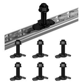 vandrabase 6 Pack L-Track Double Lug Threaded Stud Nut Fitting Tie Down,L Track Hooks, L Track Accessories,Heavy Duty Cargo Control Anchor for Truck Bed & Trailer, 3/8"-24 UNF x 1.8",2000 LBS – Black