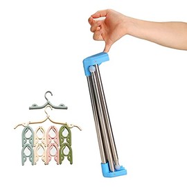 Portable Garment Rack Extra Compact and Lightweight, Foldable Mini Drying Clothe Rack for Travel, Camping, Laundry, Dance, Indoor, Outdoor (Enhanced (Longer & Thicker) + 10 Foldable Hangers)