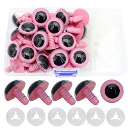 BESTCYC 30Pcs 24mm Large Peach Pink Plastic Safety Eyes Craft Eyes with Washers for Plush Animal, Doll, Puppet