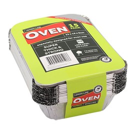 15pc Lemon & Lime 22cm Heavy Duty Oven/BBQ Food Disposable Foil Container w/Lid