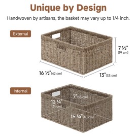StorageWorks Extra Large Wicker Baskets for Organizing, Seagrass Storage Basket with Built-in Handles, 1 Pack