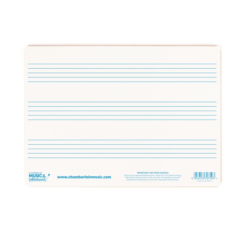 A4 Mini Dry-Wipe Music whiteboard with 3 pre-Printed Staves