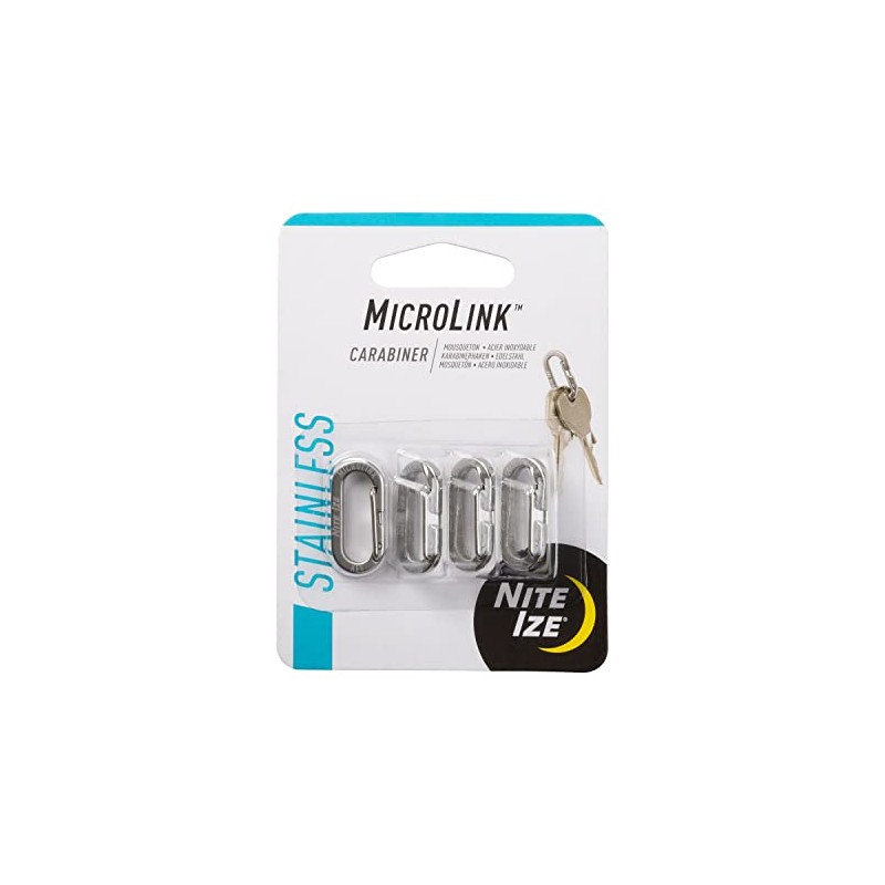 Nite IZE MicroLink Mosquetón, Mini llaveros de Acero Inoxidable para
