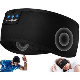 MUSICOZY - Auriculares para dormir Bluetooth 5.4 con diadema, auriculares inalámbricos deportivos resistentes al sudor, auriculares para dormir con al