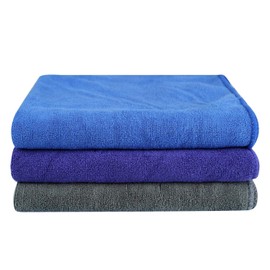 KLNYOO Sport Towel Travel Towel by 100% Microfiber Hand Towel Gym Towel Beach Towel - Fast Drying - Many Colors - Camping - Gym - Swim - Surf 3 Pack 40 X 80 cm Dark Blue+Gray+Purple