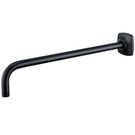 SWHYGER 16 Inch Shower Arm with Flange Wall Mount L-Shape Stainless Steel Heavy Duty Rainfall Shower Head Pipe Replacement,Matte Black,SW-96018-16MB.
