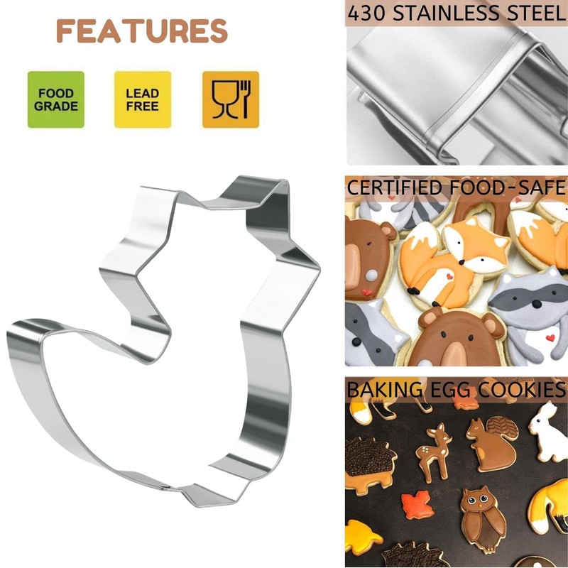KAISHANE 5 Pieces Animals Cookie Cutters Shapes for Baking Fox,Owl,Rabbit,Squirrel