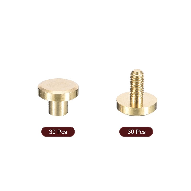 sourcing map 30Pack Brass Chicago Screws, 4x8mm Flat Head Screw