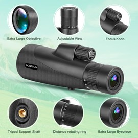 Zoom Monocular Telescope, High Performance Monocular Telescope for Smartphone with Tripod, HD Monocular for Adults, Larger Vision Monocular for Hiking, Hunting, Stargazing, Bird Watching (Black)