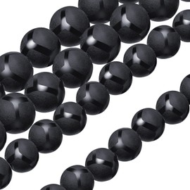 86 Pieces 8mm 10mm Matte Onyx Black Beads for Jewelry Making Black Round Matte Onyx Beads Energy Beads Dull Polish Stone Beads Lava Beads with Stretch Beading Cord 15.5 Inches (Stylish Style)