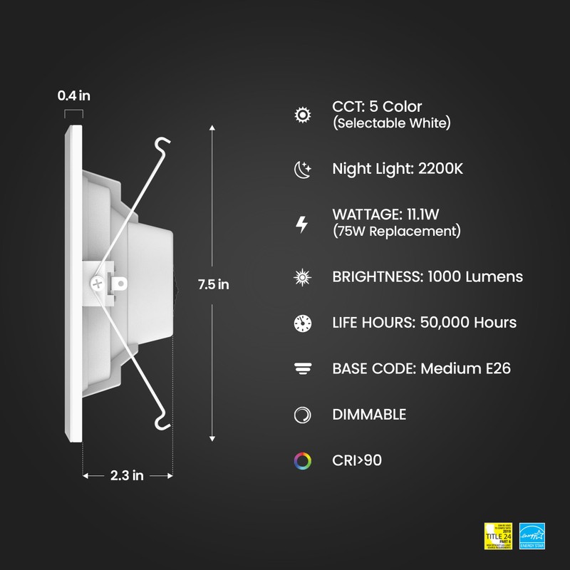 Feit Electric 5-6" LED Recessed Downlight with Night Light Mode,