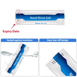 Neti Pot Salt Packets, Individually 100 Saline Packets, Nasal Wash Refill Kit | Sinus Rinse Packets for Neti Pots | Nasal Irrigation System | Nasal Rinse | Sinus Relief | Nose Washing