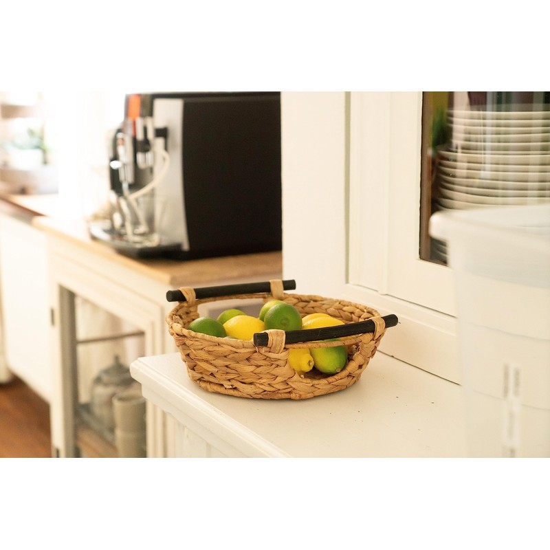 Decorasian Woven Water Hyacinth Storage Basket with Handles - Gift