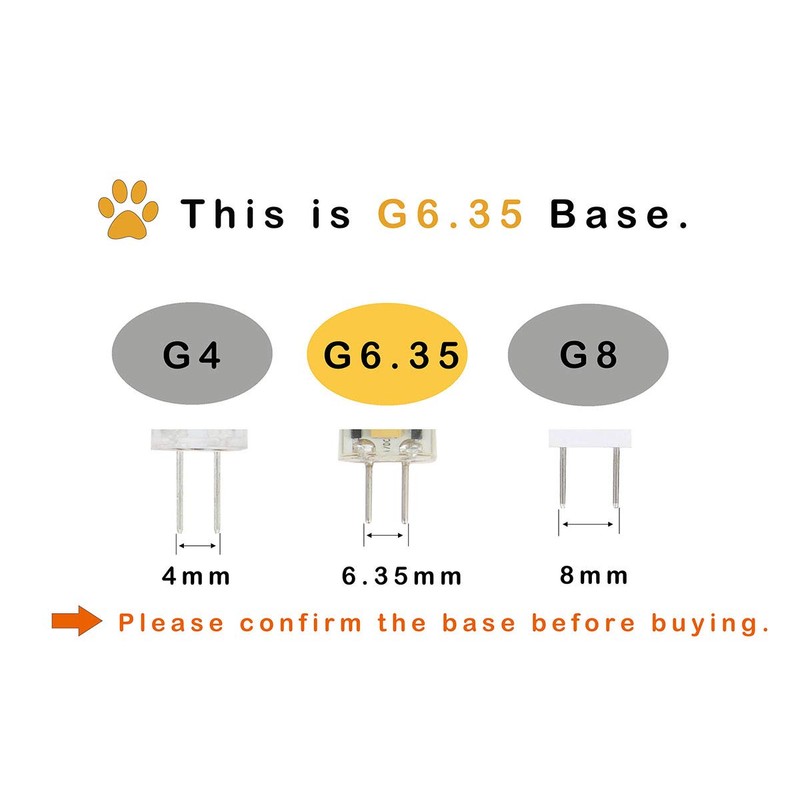 Lamsky G6.35 GY6.35 Bi-Pin Base LED Bulb,12V/24V 2.5W Daylight 6000K,JC