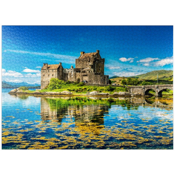 Eilean Donan Castle On A Warm Summer Day - Dornie, Scotland - Premium 1000 Piece Jigsaw Puzzle for Adults
