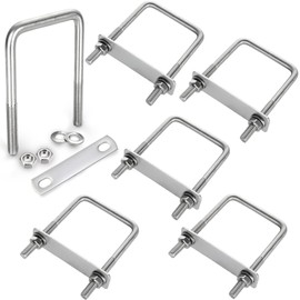 LOSYHU 6 Pcs 4 Inch U Bolts Stainless Steel Square U-Bolt Inner Width Carbon Steel M10 Heavy Duty U-Shaped Bolts with Nuts & Washers Accessories for Automobiles Boat Trailer Industrial Parts