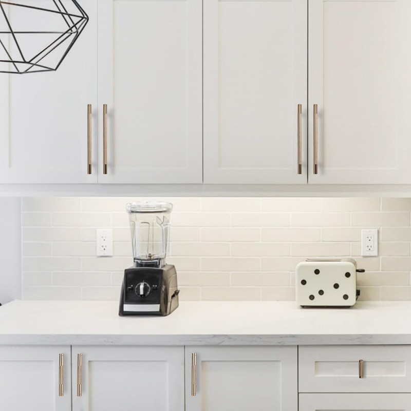 BUKOBYHE 10 Pack 3-3/4 Inch Champagne Bronze Kitchen Cabinet Handles