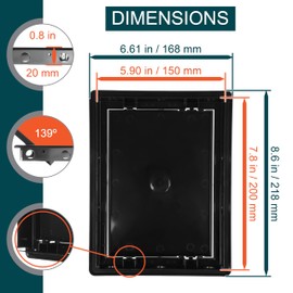 ECOPRO VENT 6" x 8" Black Plastic Access Panel. Service Shaft Door Panel. Plumbing, Electricity, Heating, Alarm Wall Access Panel for Drywall. Bathroom Services Access Hole Cover.