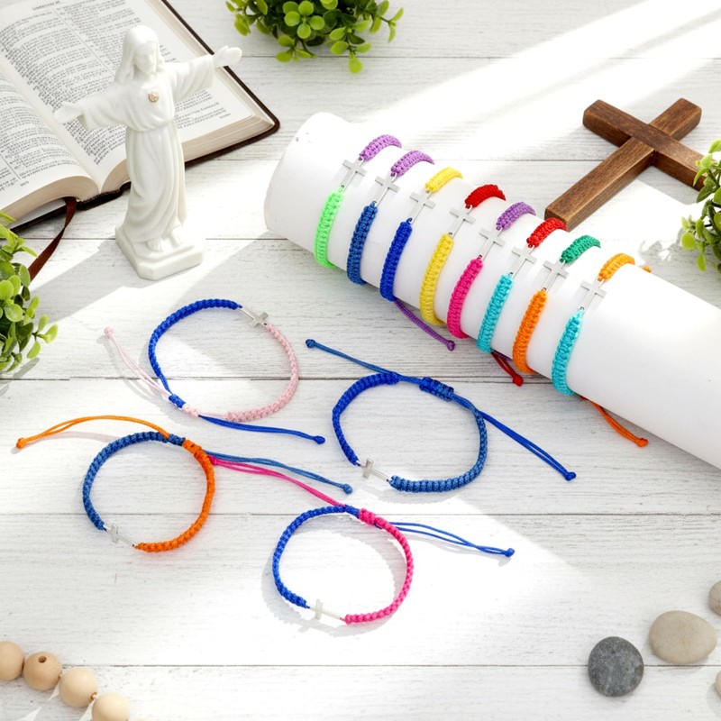 Highergo Cross Friendship Bracelets for Women Men Colorful Jesus Christian