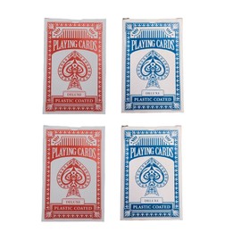 Zugar Land Economy Playing Cards 4 Decks (2 Red and 2 Blue Decks) 2.3/8 inches by 3.3/8 inches (55mm X 86mm) Plastic Coated. (4 Decks)