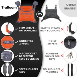 Trailoom Running Chest Pack, Reflective Vest, Water Repellent, Phone Holder, Men & Women, Workout Bag for Runners, Cycling, Biking, EDC Pouch, Jogging Carrier, Hidden Pocket, Lightweight (Orange)