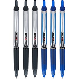 Pilot Precise V5 RT Retractable Rolling Ball Pens, Extra Fine Point, 3 Black & 3 Blue, (6 Pens)