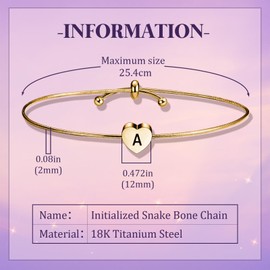 VGROSIA Birthday Gifts For Women, 18k Gold Bracelets For Women With Initial, Birthday Gift For Mom Daughter Friend Girlfriend Granddaughter Niece U